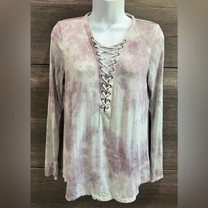 American Eagle:
Lace-Up Tie-Dye Long Sleeve Top - Purple